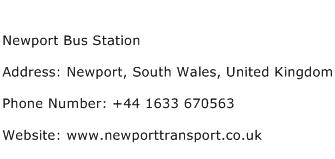 Newport Bus Station Address Contact Number