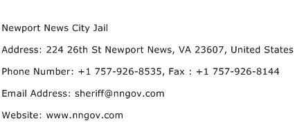 Newport News City Jail Address Contact Number