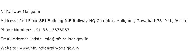 Nf Railway Maligaon Address Contact Number