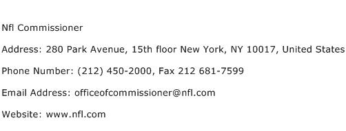 Nfl Commissioner Address Contact Number