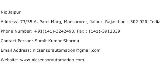 Nic Jaipur Address Contact Number
