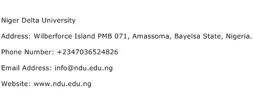 Niger Delta University Address Contact Number