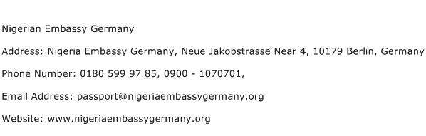 Nigerian Embassy Germany Address Contact Number