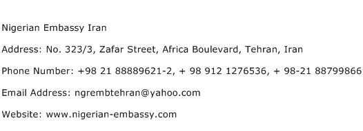 Nigerian Embassy Iran Address Contact Number