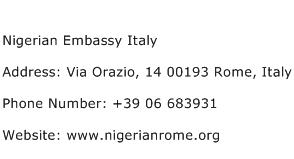 Nigerian Embassy Italy Address Contact Number