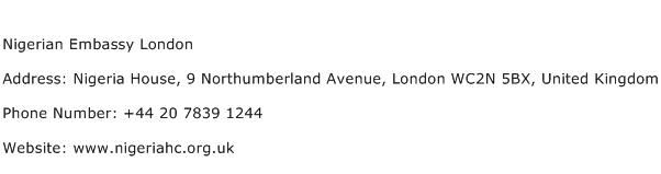 Nigerian Embassy London Address Contact Number