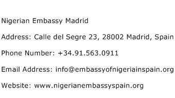 Nigerian Embassy Madrid Address Contact Number