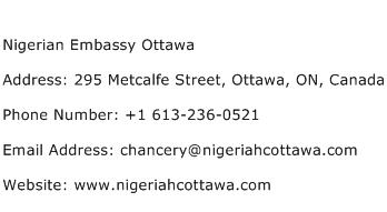 Nigerian Embassy Ottawa Address Contact Number