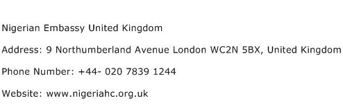 Nigerian Embassy United Kingdom Address Contact Number