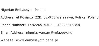 Nigerian Embassy in Poland Address Contact Number