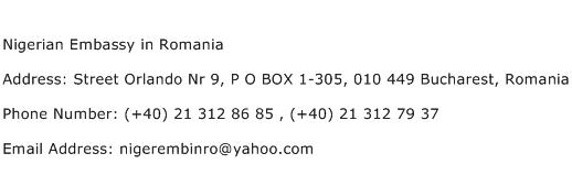 Nigerian Embassy in Romania Address Contact Number