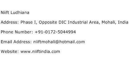 Niift Ludhiana Address Contact Number