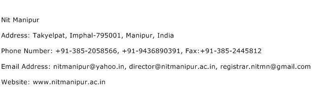 Nit Manipur Address Contact Number
