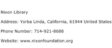 Nixon Library Address Contact Number