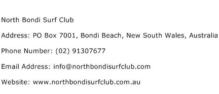North Bondi Surf Club Address Contact Number