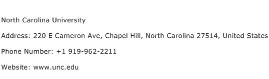 North Carolina University Address Contact Number