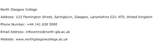 North Glasgow College Address Contact Number