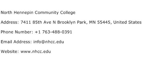 North Hennepin Community College Address Contact Number