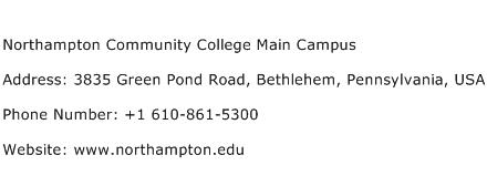 Northampton Community College Main Campus Address Contact Number