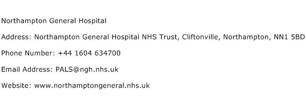 Northampton General Hospital Address Contact Number