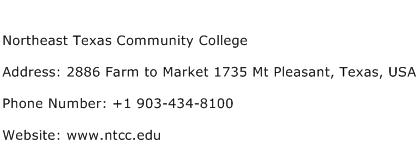 Northeast Texas Community College Address Contact Number