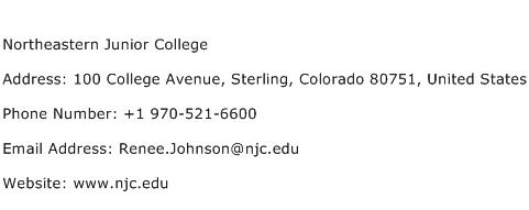Northeastern Junior College Address Contact Number