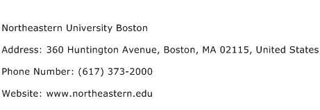 Northeastern University Boston Address Contact Number