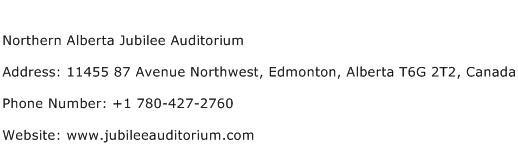 Northern Alberta Jubilee Auditorium Address Contact Number