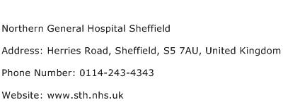 Northern General Hospital Sheffield Address Contact Number