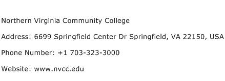 Northern Virginia Community College Address Contact Number