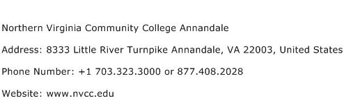 Northern Virginia Community College Annandale Address Contact Number