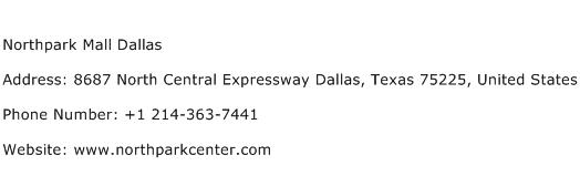 Northpark Mall Dallas Address Contact Number