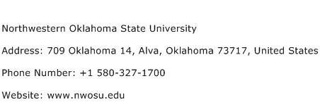 Northwestern Oklahoma State University Address Contact Number