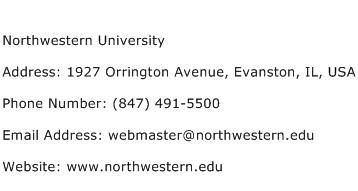 Northwestern University Address Contact Number