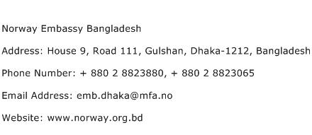 Norway Embassy Bangladesh Address Contact Number
