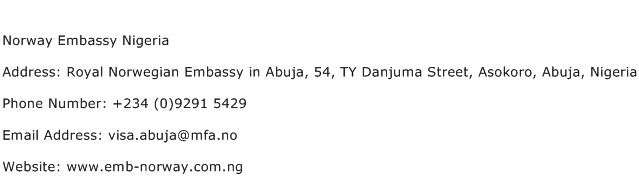 Norway Embassy Nigeria Address Contact Number