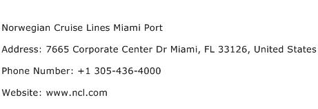 Norwegian Cruise Lines Miami Port Address Contact Number
