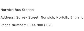 Norwich Bus Station Address Contact Number