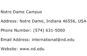 Notre Dame Campus Address Contact Number