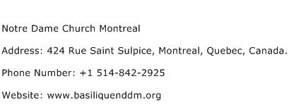 Notre Dame Church Montreal Address Contact Number