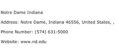Notre Dame Indiana Address Contact Number