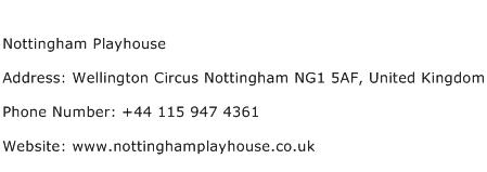 Nottingham Playhouse Address Contact Number