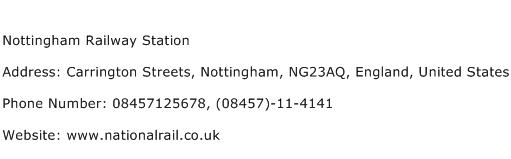 Nottingham Railway Station Address Contact Number