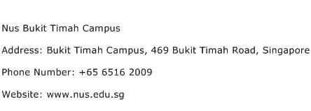 Nus Bukit Timah Campus Address Contact Number