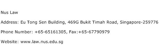 Nus Law Address Contact Number