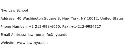 Nyu Law School Address Contact Number