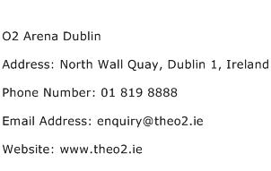 O2 Arena Dublin Address Contact Number