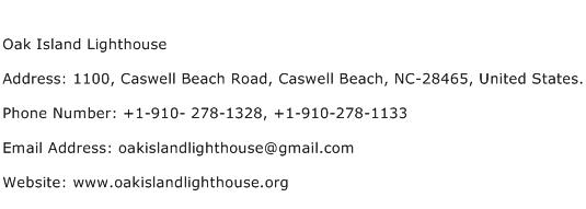 Oak Island Lighthouse Address Contact Number