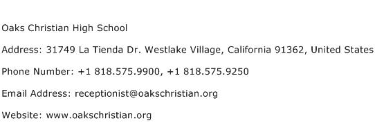 Oaks Christian High School Address Contact Number