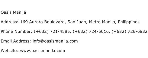 Oasis Manila Address Contact Number